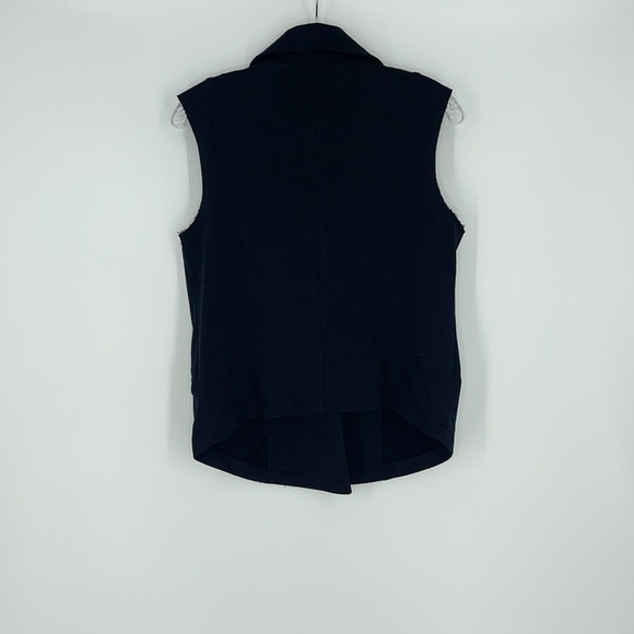Silence + Noise black zipper fringe vest with collar front zipper pockets medium - Picture 9 of 9